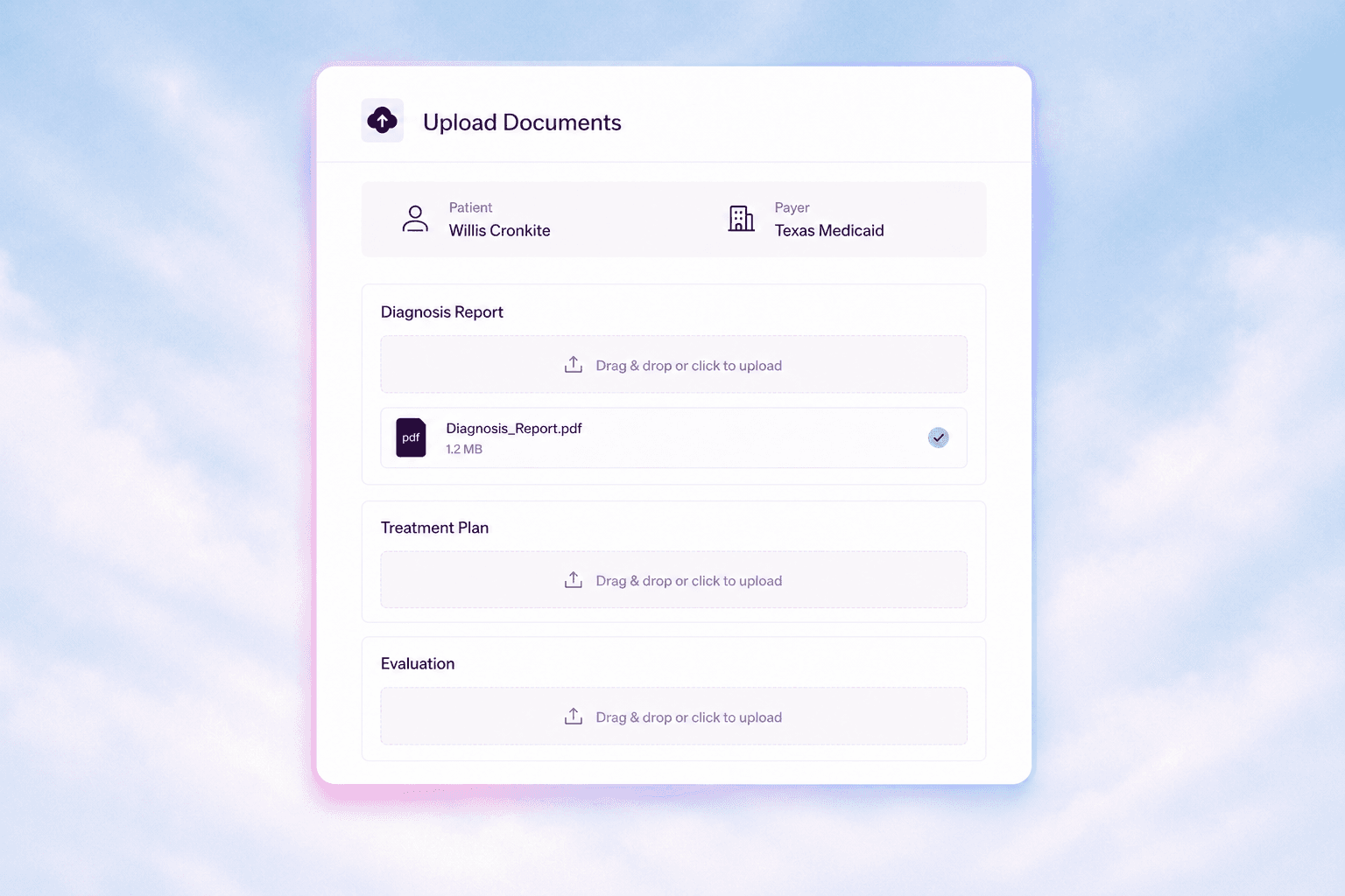 Upload documents for validation